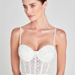 White Lace Embellished Bustier Camisole - Women Intimates